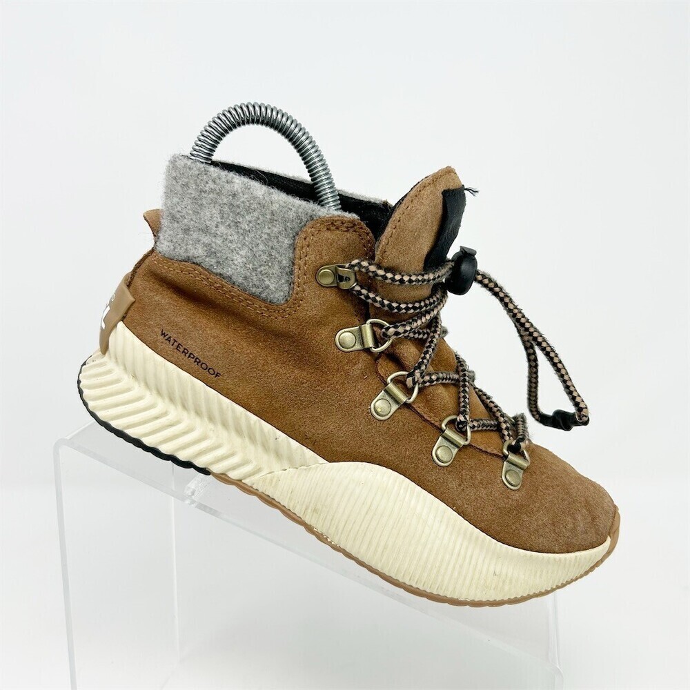SOREL Out N About III Kids Waterproof Brown Leather Lace Up Ankle Boots Size 3